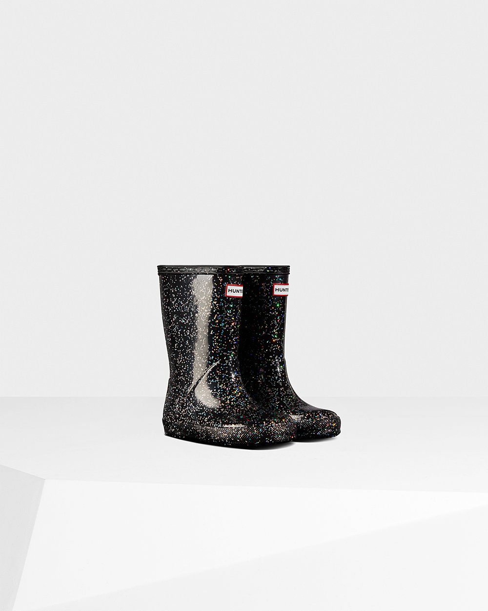 Kids Rain Boots - Hunter Original First Giant Glitter (61FPLAIGV) - Black